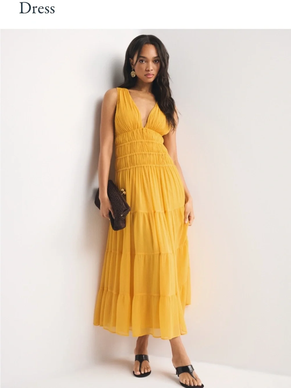 Abercrombie & Fitch Golden Tiered Maxi Dress